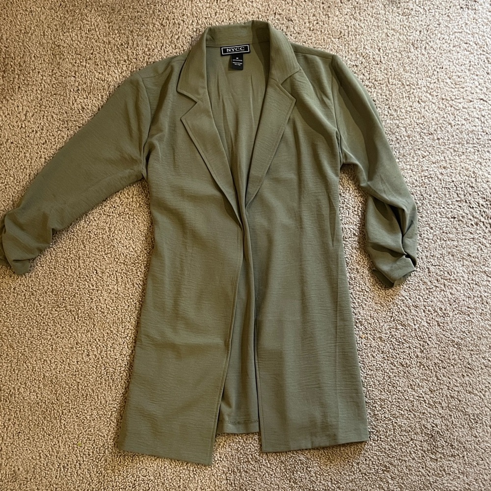 Elegant Olive Women's Longline Blazer